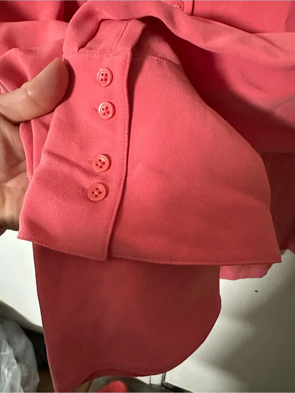 Caslon Coral-Pink Button Front Blouse 100% Silk